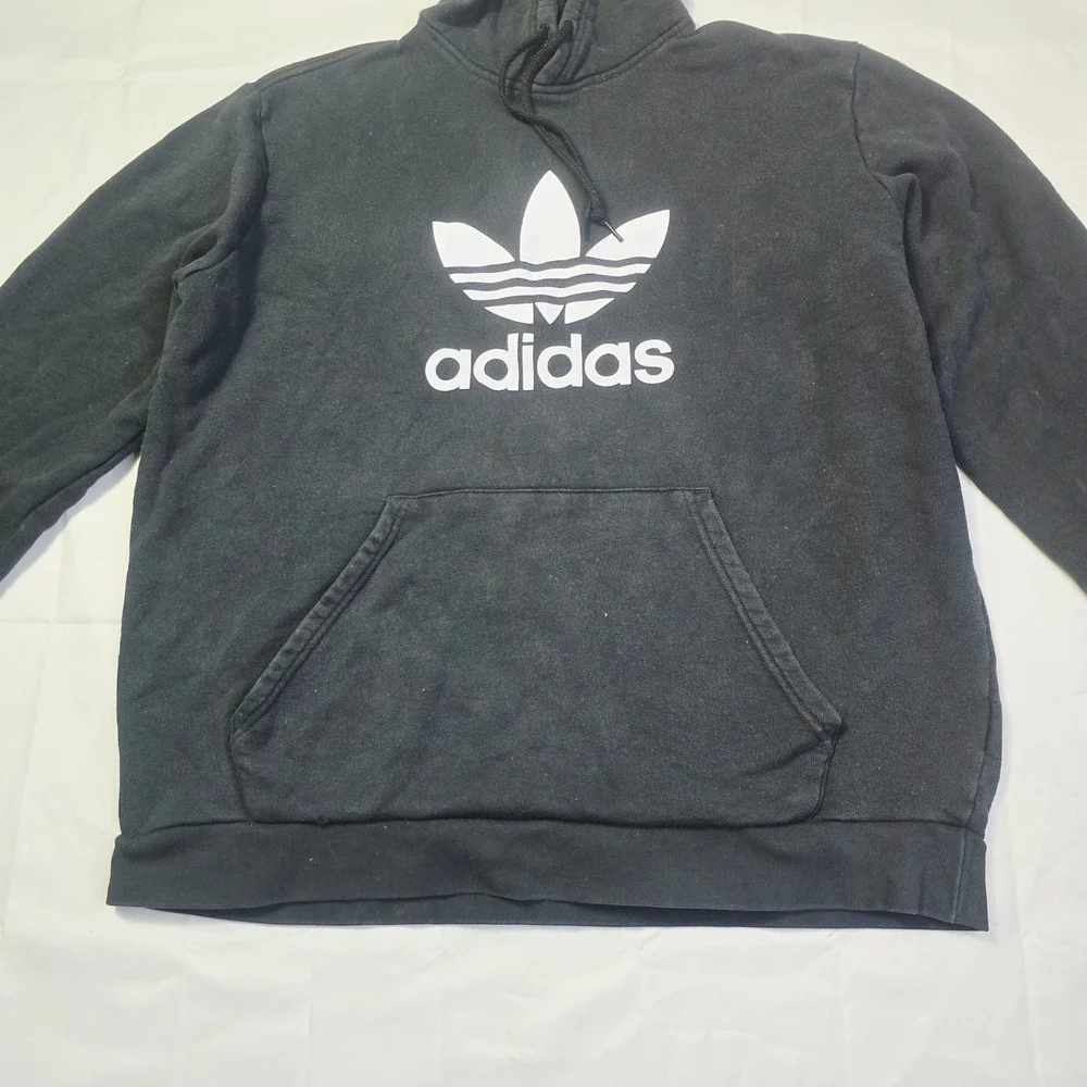 Adidas Men's Originals Hoodie XL Black Long Sleeve Pullover Sweatshirt K44